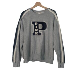 PINK Victoria's Secret Gray Sweatshirt Womens Large Sporty Collegiate